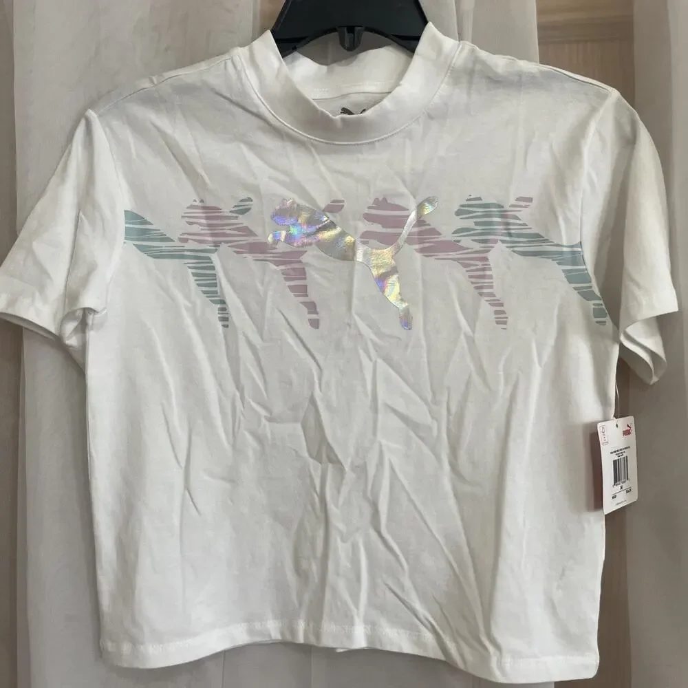 Puma Kids Girls Shirt‎ 8-10 Medium White Color Originally $24